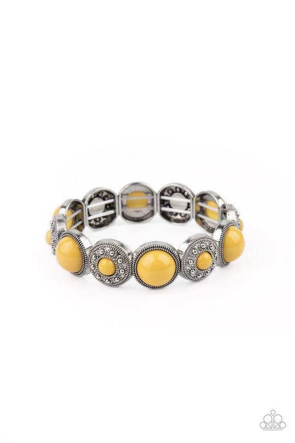 Garden Flair-Yellow Stretch Bracelet-Paparazzi Accessories.