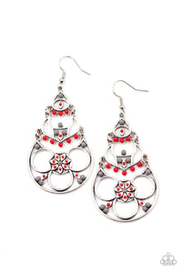 Garden Melody-Red Earring-Paparazzi Accessories.