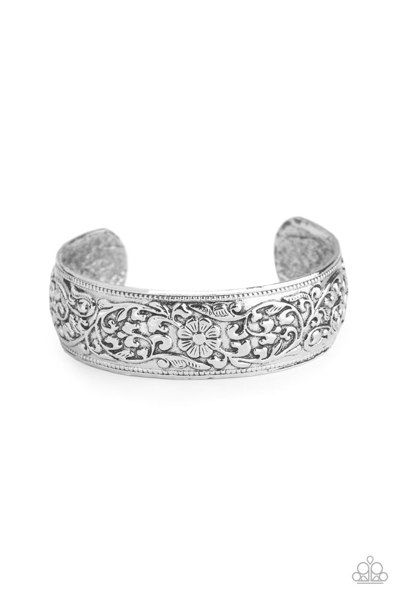 Garden Tropic-Silver Cuff Bracelet-Paparazzi Accessories.