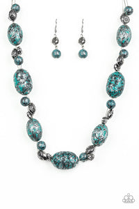 Gatherer Glamour-Blue Necklace-Paparazzi Accessories.
