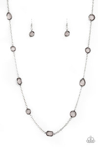 Glassy Glamorous-Silver Necklace-Paparazzi Accessories.