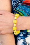 Trendsetting Tourist-Yellow Stretch Bracelet-Paparazzi Accessories
