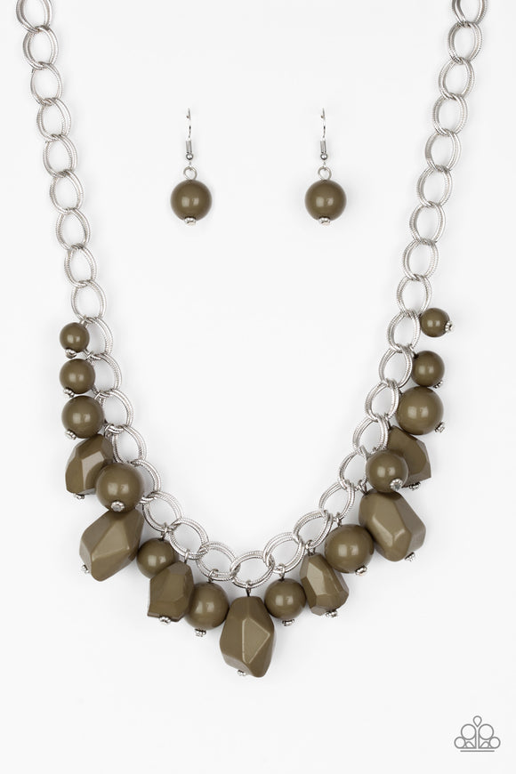 Gorgeously Globetrotter-Green Necklace-Paparazzi Accessories.