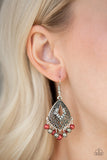 Gracefully Gatsby-Multi Earring-Red-Paparazzi Accessories.