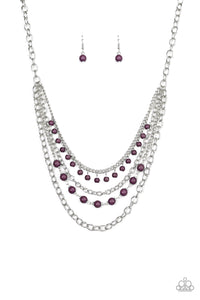 Ground Forces-Purple Necklace-Paparazzi Accessories.