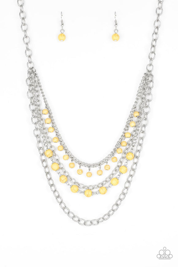 Ground Forces-Yellow Necklace-Paparazzi Accessories.