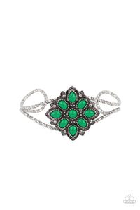 Happily Ever APPLIQUE-Green Cuff Bracelet-Paparazzi Accessories.
