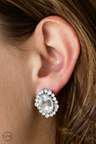 Hold Court-White Clip-On Earring-Paparazzi Accessories.