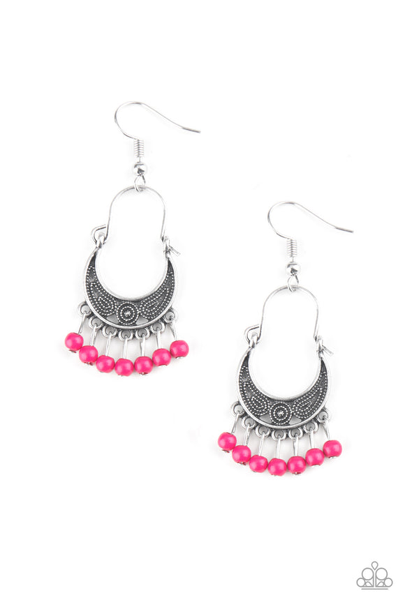 Hopelessly Houston-Pink Earring-Paparazzi Accessories.