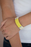 Hot Cross BUNGEE-Yellow Urban Bracelet-Paparazzi Accessories.