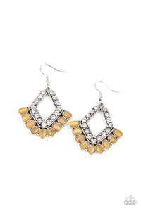 Just BEAM Happy-Yellow Earring-Paparazzi Accessories.
