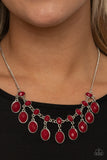 Lady of the POWERHOUSE-Red Necklace-Paparazzi Accessories.