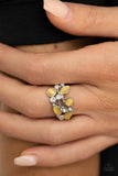 Leafy Luster-Yellow Ring-Paparazzi Accessories.