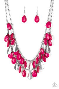 Life of the FIESTA-Pink Necklace-Paparazzi Accessories.