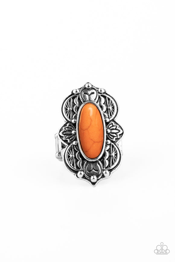 Lotus Oasis-Orange Ring-Paparazzi Accessories.