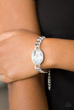 Luxury Lush-White Clasp Bracelet-Paparazzi Accessories.