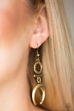 Majestically Moon Child-Brass Earring-Paparazzi Accessories.