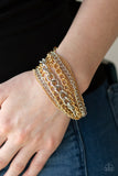 Metallic Horizon-Gold Clasp Bracelet-Paparazzi Accessories.