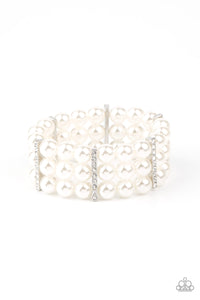 Modern Day Majesty-White Stretch Bracelet-Paparazzi Accessories.