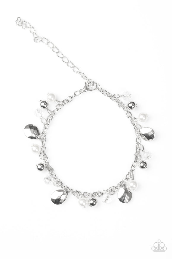 Modestly Midsummer-White Clasp Bracelet-Paparazzi Accessories.