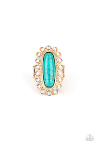 Mystic Oasis-Gold Ring-Blue-Paparazzi Accessories.