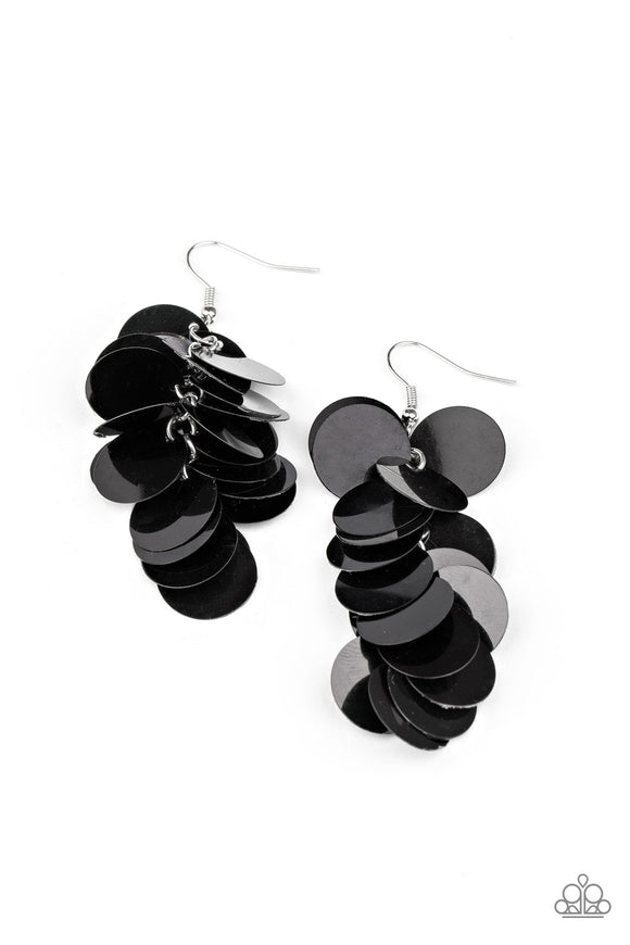 Now You SEQUIN It-Black Earring-Paparazzi Accessories.