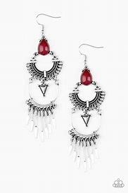 Progressively Pioneer-Red Earring-Paparazzi Accessories.