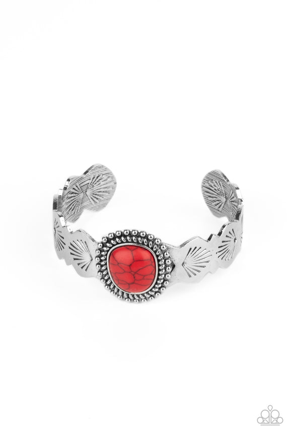 Oceanic Oracle-Red Cuff Bracelet-Paparazzi Accessories.