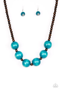 Oh My Miami-Blue Necklace-Wood-Paparazzi Accessories.