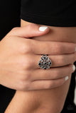 One DAISY At A Time-Black Ring-Paparazzi Accessories.