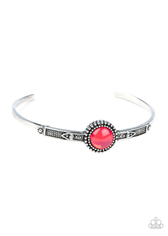 PIECE of Mind-Pink Cuff Bracelet-Paparazzi Accessories.