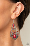 Palm Tree Tiaras-Red Earring-Paparazzi Accessories.
