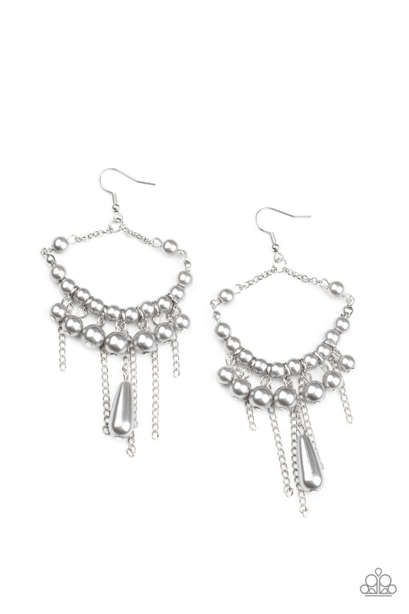 Party Planner Posh-Silver Earring-Paparazzi Accessories.