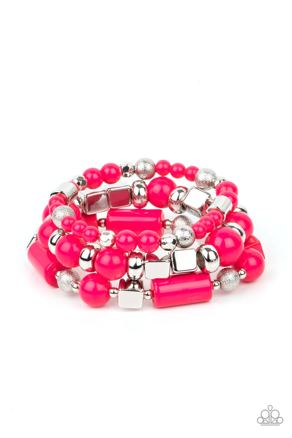 Perfectly Prismatic-Pink Stretch Bracelet-Paparazzi Accessories.