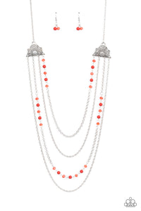 Pharaoh Finesse-Red Necklace-Paparazzi Accessories.