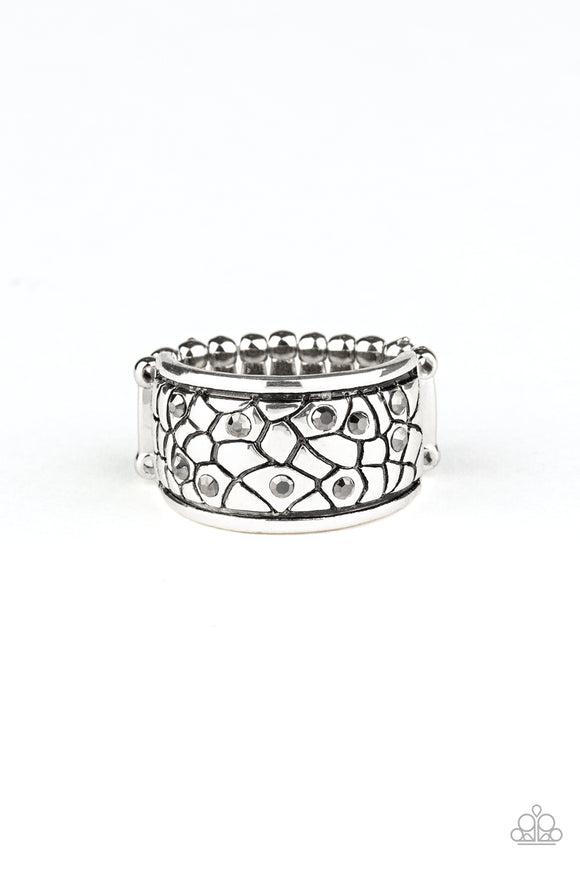 Pick Up The Pieces-Silver Ring-Paparazzi Accessories.