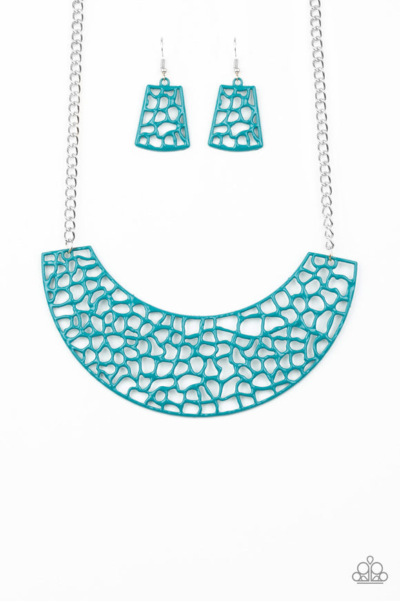 Powerful Prowl-Blue necklace-Paparazzi Accessories.