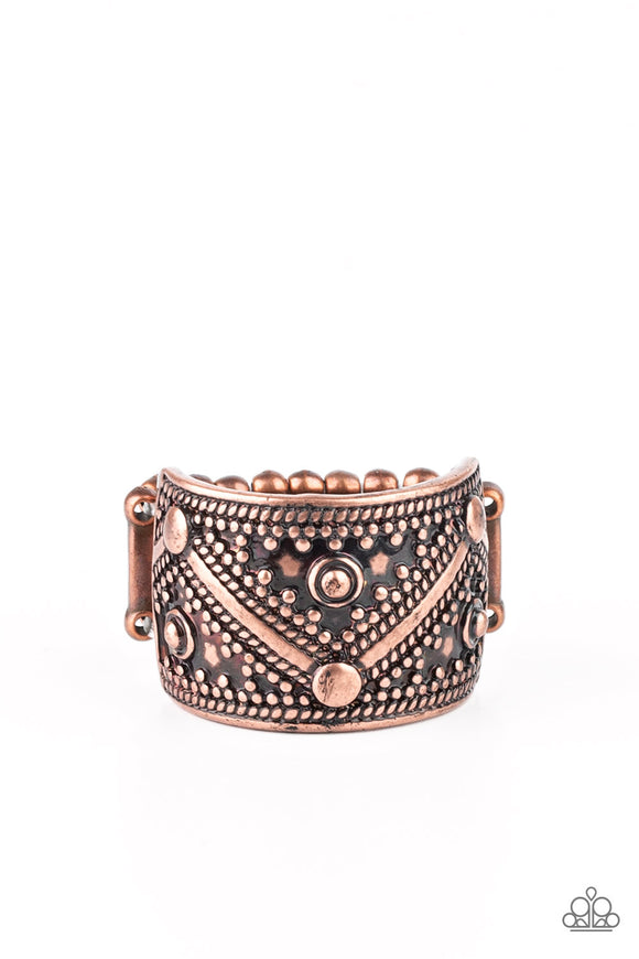 Primal Patterns-Copper Ring-Paparazzi Accessories.