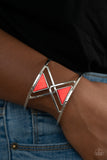 Pyramid Palace-Red Cuff Bracelet-Paparazzi Accessories.