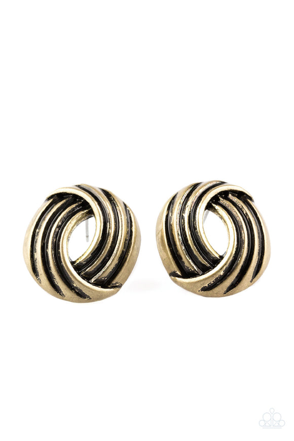 Rare Refinement-Brass Post Earring-Paparazzi Accessories.