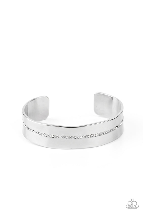 Raw Razzle-White Cuff Bracelet-Paparazzi Accessories.