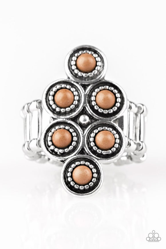 River Rock Rhythm-Brown Ring-Paparazzi Accessories.