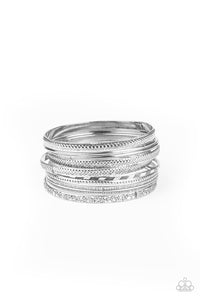 Relics On Repeat-Silver Bangle Bracelet-Paparazzi Accessories.