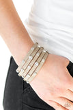 Rhinestone Reputation-Brown Wrap Bracelet-Leather-Paparazzi Accessories.