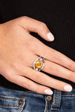 Rich With Richness-Yellow Ring-Paparazzi Accessories.