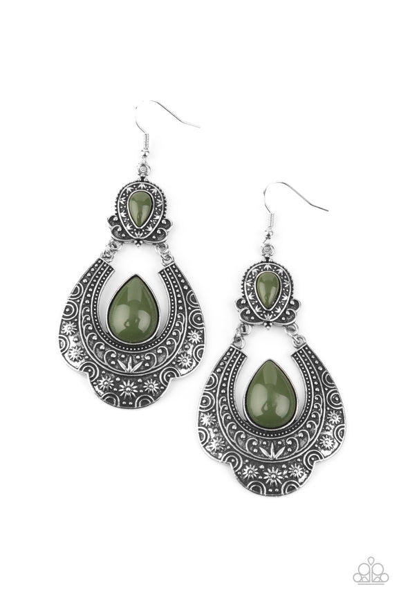 Rise and Roam-Green Earrings-Paparazzi Accessories.