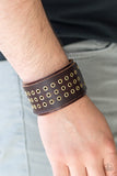 Road Rage-Brown Urban Bracelet-Leather-Paparazzi Accessories.