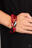 Rockin Rock Candy-Red Stretch Bracelet-Paparazzi Accessories.