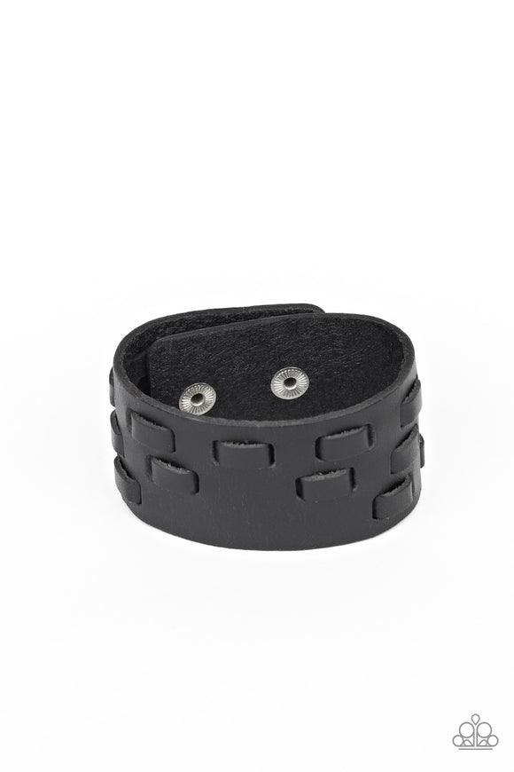 Rodeo Rampage-Black Urban Bracelet-Leather-Paparazzi Accessories.