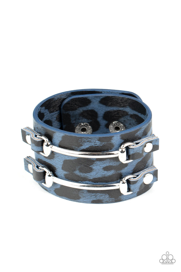Safari Scene-Blue Wrap Bracelet-Leather-Paparazzi Accessories.